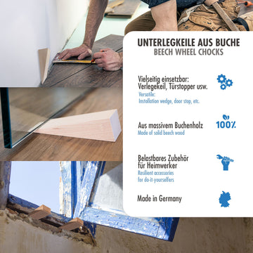 Hardwood wedges made of natural beech  - 0