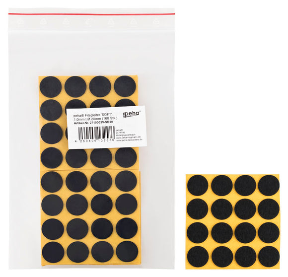 Self-adhesive felt gliders - round (bulk pack) 