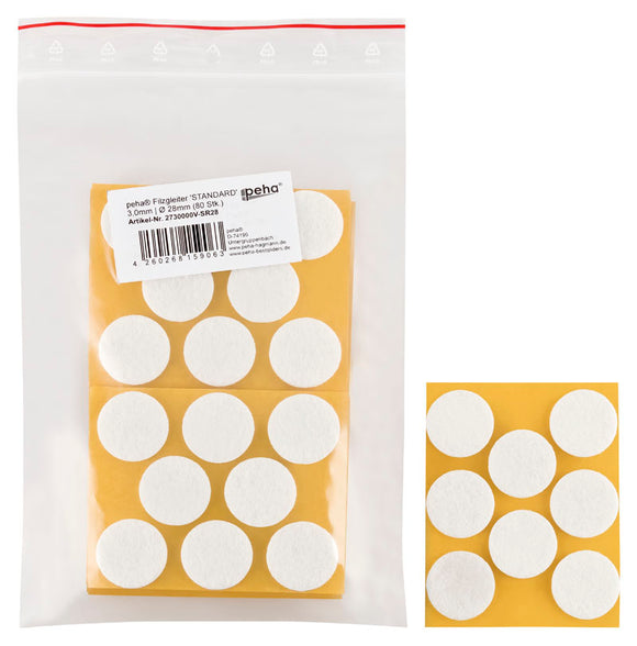 Self-adhesive felt gliders - round (bulk pack) 