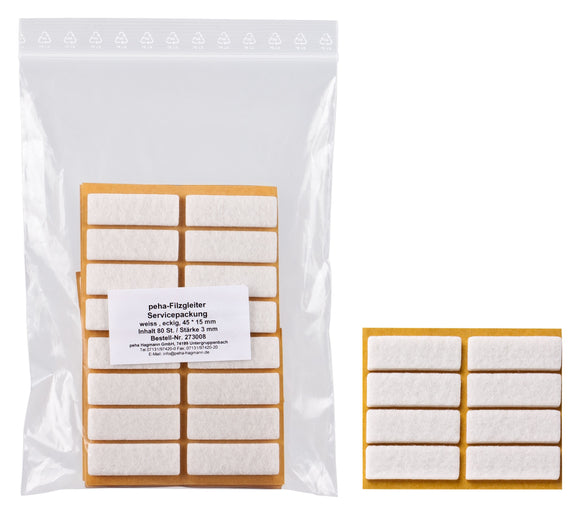 Self-adhesive felt gliders - square (bulk pack) 