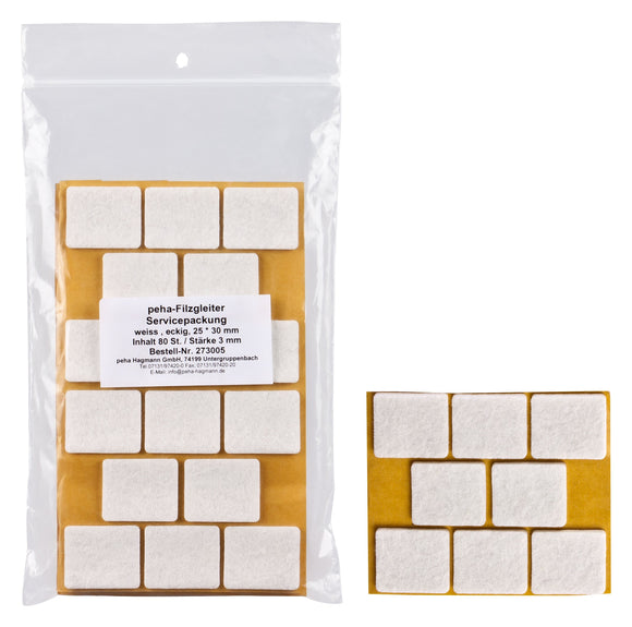 Self-adhesive felt gliders - square (bulk pack) 