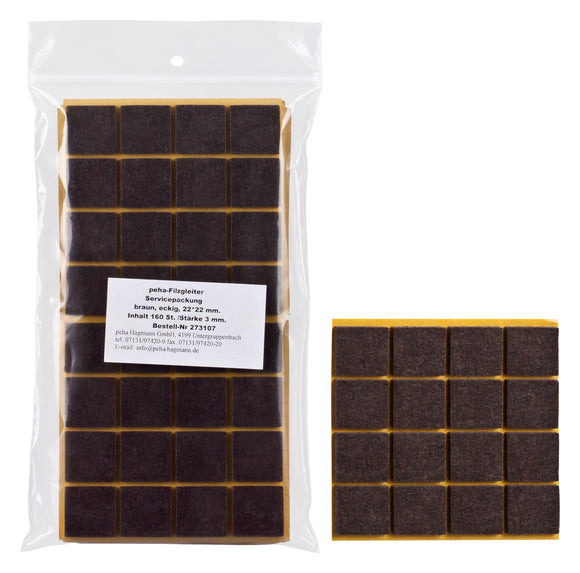 Self-adhesive felt gliders - square (bulk pack) 