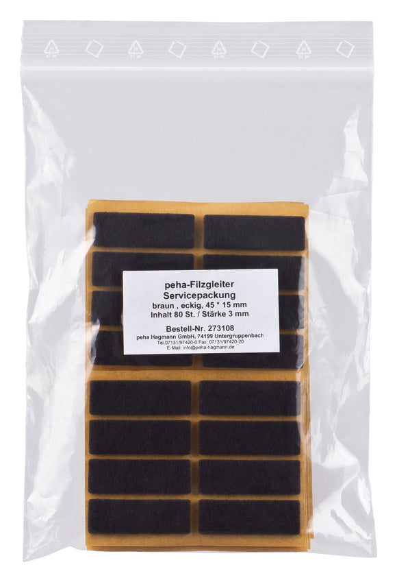 Self-adhesive felt gliders - square (bulk pack) 