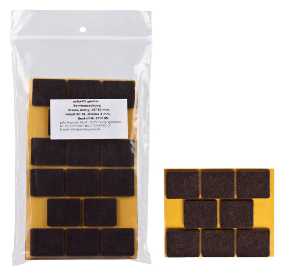 Self-adhesive felt gliders - square (bulk pack) 