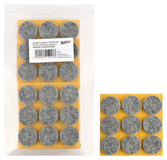 Self-adhesive felt gliders - round (bulk pack) 