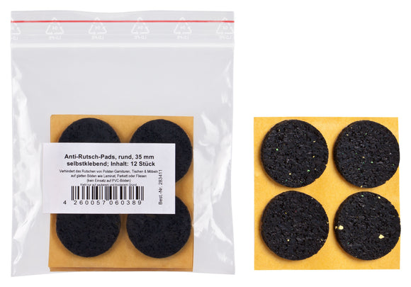 Self-adhesive anti-slip pads, black | Thickness: 3 mm 