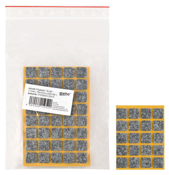 Self-adhesive felt gliders - square (bulk pack) 