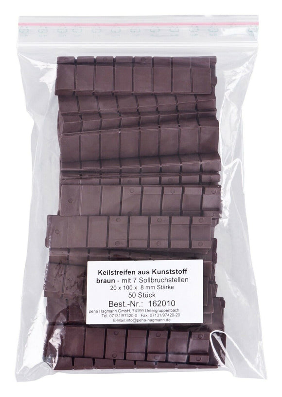 Plastic wedge strips | Width: 20mm | Length: 100mm | Thickness: 8mm 