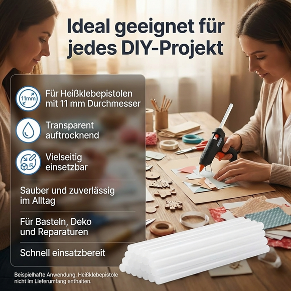 haggiy Heißklebestifte 11x200 mm, transparent für Heißklebepistole, Klebesticks zum Basteln, Dekorieren und Reparieren
