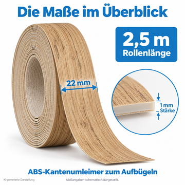 ABS Kantenumleimer mit Schmelzkleber | Länge 2,5m - 0