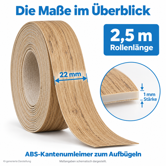 ABS Kantenumleimer mit Schmelzkleber | Länge 2,5m