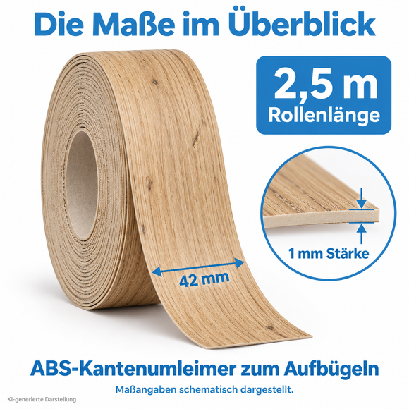 ABS Kantenumleimer mit Schmelzkleber | Länge 2,5m