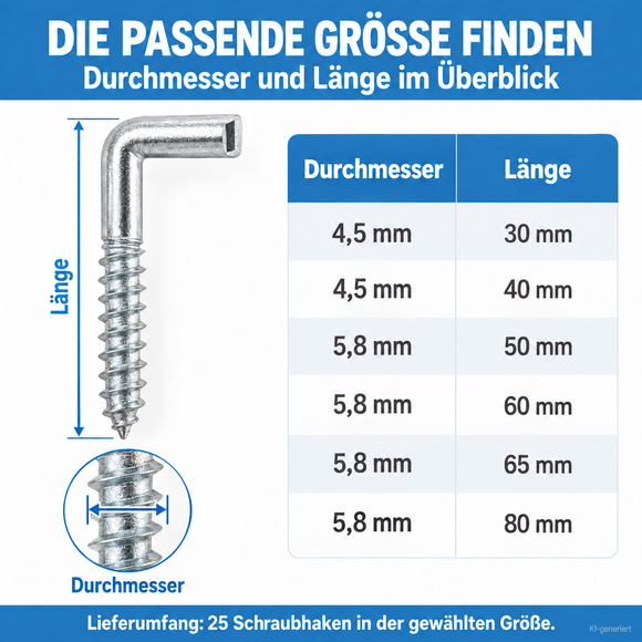 Schraubhaken mit Schlitz (25 Stück)