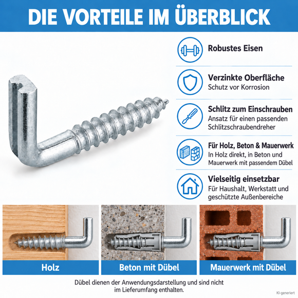 Schraubhaken mit Schlitz (25 Stück)