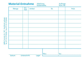Formular Material-Entnahmeschein A6 quer | 100 Blatt mit Blaupapier