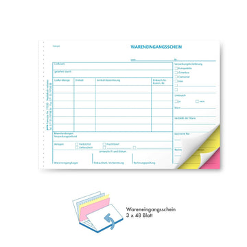 Receipt form, carbonless, A5 landscape | 3 x 48 sheets 